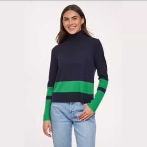 Filoro Addison Cashmere Striped Turtleneck Sweater NWT
